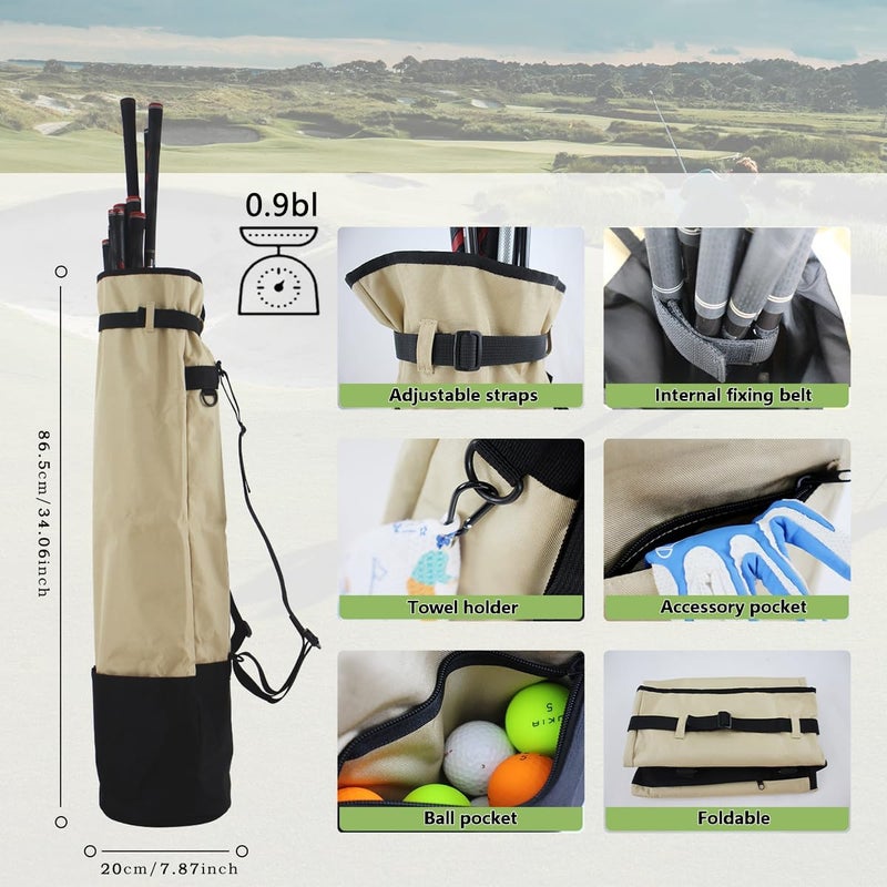BOYEA & SKULLEAP Lightweight Golf Carry Bag (Carry 8-10 Clubs) Par 3 Golf Bag Pitch n Putt Small Golf Bag/Training, Foldable & Adjustable Double Straps, for Men/Women Gifts &Golf Course/Travel - Image 3